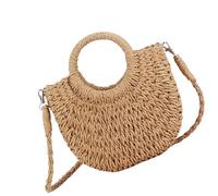 PLCPDM 2025 Spring Fashionable Crossbody Bag Straw Bags With Drawstring Closure Shoulder Purse Casual Handbag For Women Girls Casual Shopper Shoulder Bag