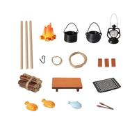 PLCPDM 20Pieces Miniature Camping Scene Props Set with Layered Flame Effect and Cooking Tool for Doll House Outdoor Picnics Setup Realistic Campfire Doll House Scene Props