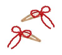 PLCPDM 2PCS Beads Butterfly Bowknot Hair Clip French Hairpin Girl Barrettes Braid Clip Female Hair Shaping Decors Side Hair Bows