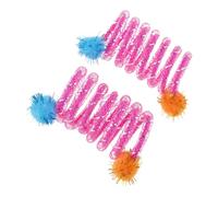 PLCPDM 2Pcs Flexible Coils Spring Cats Toy with Plush Ball Bright Colored Captures Attention for Active Pet Friend Colorful Cats Teaser