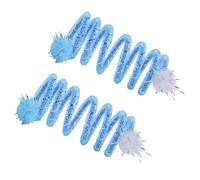 PLCPDM 2Pcs Flexible Coils Spring Cats Toy with Plush Ball Bright Colored Captures Attention for Active Pet Friend Colorful Cats Teaser