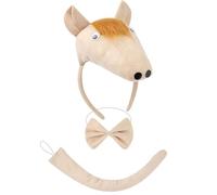 PLCPDM 3Pcs Sheep Dog Cow Monkey Pigs Costume Accessories Set Animal Ears Headband Bows Tail Accessories Kits For Kids
