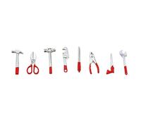 PLCPDM 8PCS Realistic Doll House Tool Kits with Hammer Wrench Pretend Play Set for Kids Imaginative Role Playing Activity Doll House Miniature Toy Set