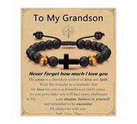PLCPDM Adjustable Crosses Bead For Boys Christening Confirmation Communion Gifts With Gifts Box Godson Son Grandson Crosses