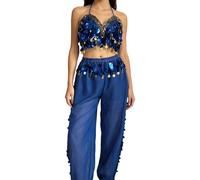 PLCPDM Belly Dance Costume Set Belly Dancing Sequins Bra Tops Pants Trousers Bellydance Outfits Halloween Costumes Halloween Costume