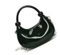 PLCPDM Fashion 2025 Glossy Top Handle Bag Detachable Chain Strap PU Crossbody Bags Casual Work Shoulder Handbag For Women Detachable Chain Strap