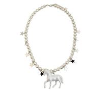 PLCPDM Fashionable Beaded Pearls Necklace/Earrings with Unique Horse Pendant JewelryFor Casual or Formal Occasions Elegant Stone Horse Charm Necklace