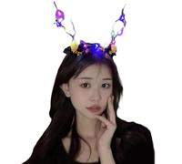 PLCPDM Gothics Antlers Flashing Hairband for Kids Adult Party Costume Day of the Death Glowing Headband Halloween Accessories