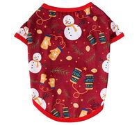 PLCPDM Holiday Pet Vest Shirt Santa Clause Snowman Elk Pattern Gift Breathable Puppy Shirts Comfortable Dog Clothes