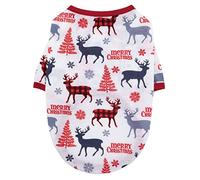 PLCPDM Holiday Pet Vest Shirt Santa Clause Snowman Elk Pattern Gift Breathable Puppy Shirts Comfortable Dog Clothes