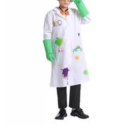 PLCPDM Mad Scientist Outfit Halloween Cosplay Costume Costume Accessories Lab Doctor Uniform Lab Coat Glasses Outfits