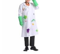 PLCPDM Mad Scientist Outfit Halloween Cosplay Costume Costume Accessories Lab Doctor Uniform Lab Coat Glasses Outfits