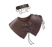 PLCPDM Mercenary Knights Shoulder Armour Rivets Studded Choker Necklace Medieval Faux Leather Pauldron for LARP/Cosplay Halloween Rivets Choker Necklace