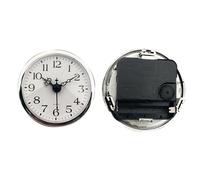 PLCPDM Miniature Quartzs Mechanism Clock Insert with 80mm Round Face Silver Trim Arabic Numerals for Clock Repair Craft Project