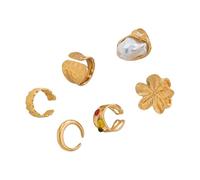 PLCPDM Punk Styles Multi Rings Collection 6 Pack Adjustable Open Design Jewelry Set For Modern Fashion Lovers Sturdy Alloy Adjustable Punk Jewelry Set