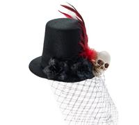 PLCPDM Top Hat Lady with Rose Skull Gear Feather Head Wear Cosers Costume Headwear for Industrial Age