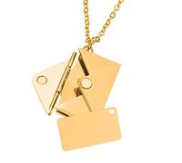 PLCPDM Valentine ' s Day Love You Secret Hidden Message Pendant Necklace Stainless Steel Can Open Photo Frame Envelope Photo Frame Envelope for Mom