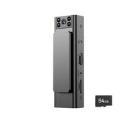 PLCPDM Wearable Body Camera with 180 Degree Rotatable Lens Night View 6Hrs Clip on Design for Easy Security Wearable Action Camera