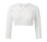 PLCPDM White Lace Dirndl Blouse Shirt for Women 3/4 Sleeve Round Neck Pullover Crop Top for Bavarian Festivals and Daily Wear Dirndl Blouse