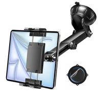 PLDHPRO Tablet Holder for Car Windshield, Suction Cup iPad Mount for Truck Wall Desk with 20cm Extendable Long Arm, Compatible with 5.5-14.6" iPad Pro Air Mini Galaxy Tab, 360° Rotating