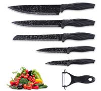 Pleafind Knife Set, 7-Piece Stainless Steel Kitchen Knives, Professional Kitchen Knife Sets Include Chef Knife, Utility Knife, Paring Slicing Bread Knife, Honing Rod and Y-Peeler, Dishwasher Safe