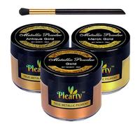 PLEARTY Gold Metallic Pigment Powder Set 60g Golden Mica Powder in 3 Gold Shades for Kintsugi Repair Kit DIY Art Crafts for Epoxy Resin Art Supplies & Polymer Clay