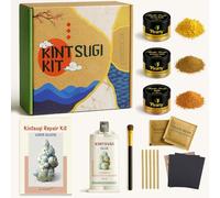 PLEARTY Kintsugi Repair Kit 50ml Food Safe Linseed Resin Dishwasher Proof - 60g Metallic Gold Mica Powder 15-Page Guide of The Most Complete Modern Kintsugi kit for Beginners