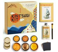 PLEARTY Kintsugi Repair Kit 50ml Food Safe Linseed Resin Dishwasher Proof - 60g Metallic Gold Mica Powder 15-Page Guide of The Most Complete Modern Kintsugi kit for Beginners