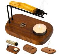 Plearty Walnut Wood Palo Santo Incense Holder with Complete Booklet
