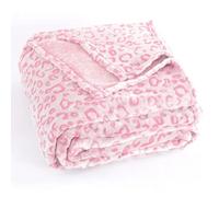 PLEASANT BOULEVARD | Leopard Throw Blanket Fleece, Premium Lightweight Cozy Warm Plush Microfiber Pink Blanket for Couch Sofa and Bed (Pink, Queen (90 x 90 inches))