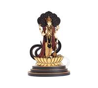 PLEASANTINO - 4 Inch Lord Vishnu Wood Carved Statue in Exotic Hard Woods - Multi Layered Hand Made Wooden Lord Vishnu Idol for Car Dashboard, Home, Office, and Travel