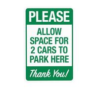 Please Allow Space For 2 Cars To Park Here Thank You Metal Warning Sign with Easy Install for Indoor Outdoor Security, Business Office Home Garden Street Decor 20 x 30 cm