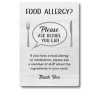 Please Ask Before You Eat, Food Allergy and Intolerance Warning Sign/Notice - A4 size, supplied with black plastic feet - display this customer notice in your food establishment. (White)