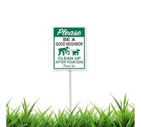 Please Be A Good Neighbor Sign Clean Up After Your Dog Yard Sign with Stake 4.6x6 inch Aluminum Outdoor Decoration Sign Aluminum Sign Set of 1