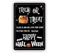 Please Be Kind and Leave Some Behind for Other Trick or Treaters Tin Sign Halloween Trick or Treat Decor Ations for Home Coffee Cafe Bar Kitchens Shop Room Door Wall Art Decor 8x12 inch