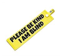 Please Be Kind - I Am Blind Lead Sleeve - High Visibility Awareness Wrap for Blind Dog Walks - Bright Yellow Space Request with Secure Snap Attachment - Waterproof Durable Design