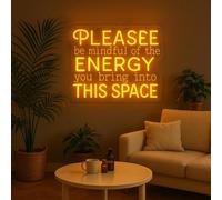 Please Be Mindful of The Energy You Bring Into This Space neon Sign,Dorm Room Decor,Positive Affirmation Wall Art,Gift for Kids,Office Decor