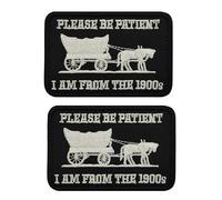 Please Be Patient I Am from the 1900s Embroidered Patch, Hook Backing, Covered Wagon Design, 8x5cm, 2 Pack (Color-c)