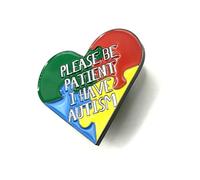 Please Be Patient I Have Autism Love Heart Awareness Acceptance and Aunderstanding Autistic Neurodivergent Metal Enamel Pin Badge