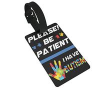 Please be Patient I Have Autism Luggage Tags Suitcase Labels Personalized Travel Tags Card Durable Suitcase Tags Travel Accessories with Detachable Wrist Unique Travel Baggage Bag Tag