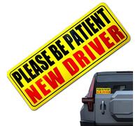 Please Be Patient Student Driver - 23x9cm Reflective Magnet Sticker | Magnetic Learning Driver Sign - Novice Safety Warning Decal | Car Bumper Window Road Practice Accessory