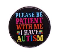 PLEASE BE PATIENT WITH ME I HAVE AUTISM Enamel Pin Multi Color Autism Puzzle Piece Brooch Lapel Pin Autism Awareness Accessories Jewelry Gifts