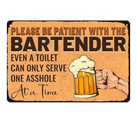 Please Be Patient with the Bartender Even a Toilet Can Only Serve One Asshole at a Time Drinking Sign Beer Metal Tin Sign Wall Decor 8x12 Inches