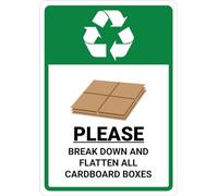 PLEASE: Break Down and Flatten All Cardboard Boxes - Wall Metal Sign Danger Warning Yard Indoor Or Outdoor 8x12 Inch