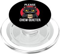 Please Chew Quieter Angry Cat Funny Introvert Humor PopSockets PopGrip for MagSafe