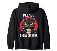 Please Chew Quieter Angry Cat Funny Introvert Humor Zip Hoodie