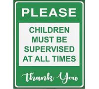 Please Children Must Be Supervised at All Times, Notice Sign for Pool Camping Store Public Area, Safety Metal Sign for Outdoor, Sturdy Aluminum Rust Free Home Business Decor 20x30 CM
