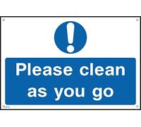 Please Clean As You Go Sign - 300mm x 200mm - 1.2mm Rigid Plastic Drilled Sign (FP14)