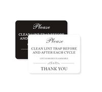 Please Clean Lint Trap Magnet,Magnetic Lint Bin Sign with 2 Stickers,Clean Lint Bin Reminder Sign for Dryer, VRBO Airbnb Essentials for Hosts (Black+White,3.5 * 4.75inch)