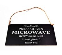 Please Clean Microwave After Use Kitchen Engraved Sign for kitchen - Black and White/Ash Veneer/Plywood (Black and White)